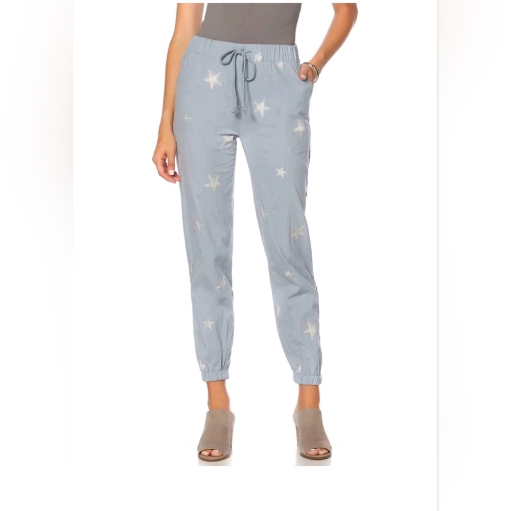 Sheryl Crow Metallic Star Print Jogger Chambray Women's‎ Size Small HSN